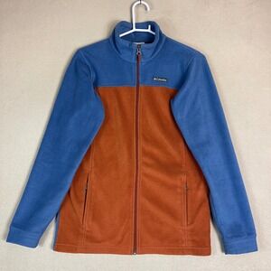 Columbia Fleece Jacket Full Zip Blue Orange‎ Colorblock Youth XL Extra Large